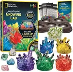 National Geographic Mega Crystal Growing Lab – Grow 6 Vibrant Crystals, Crystals Grow Fast in 3-4 Days, Includes Light-Up Display Stand, Full-Colour Learning Guide, and 4 Genuine Crystal Specimens