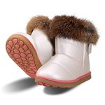 Hoylson Toddler Girls Winter Snow Boots Fur Lined Warm Ankle Boots Waterproof Outdoor Sneakers for Baby(white,8.5 uk)