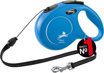 Flexi Classic Retractable Dog Lead, Blue, Medium, 8m