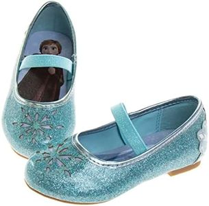 Disney Girls Mary Jane Flats - Kids Character Princess Dress up Slip-on Shoes, Blue (7 Medium, Toddler)