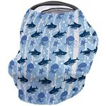 Nursing Cover for Breastfeeding Scarf Super Soft Cotton Multi Use for Baby Car Seat Covers Canopy Shopping Cart Cover Blanket Stroller Cover-Ocean Themed Fish Shark Octopus Starfish