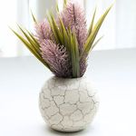 Behoma Metal Ball Vase for Home Dcor | Flower Pot for Bedroom Living Room Office Wedding | Flowers Arrangement for Birthday Anniversary Festival | Off-White Crackled Small (Flower not Included)