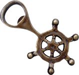 Two Moustaches Brass Ship Wheel Design Bottle Opener, Bar Accessories, Standard, Pack of 1