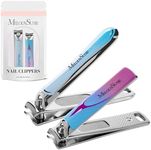 MelodySusie Nail Clippers Set, 2 in 1 Toenail Clippers Nail Clippers for Women, Ultra Sharp Stainless Steel Fingernail Nail Clippers for Men, Nail Cutter, Gifts for Women Men, Blue