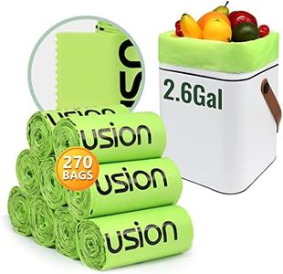 GreFusion Compostable Trash Bags, Small 2.6 Gallon, 270 Count, 0.72 Mils Thick, Eco Friendly, ASTM D6400 & BPI Certified, Composts Food Scraps, No Leaks