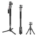 SmallRig 166.5cm / 65.6" Carbon Fiber Monopod for Camera, Compact Camera Monopod with Storage Size of 68cm / 26.8", Weighs 1.72kg / 3.8lb, One-Touch Height Adjustment, Max. 5kg Playload Ball Head-5564