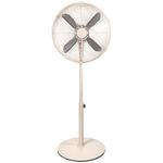 Russell Hobbs 16” Metal Pedestal Fan in Greige (Grey/Beige), 3 Speed Settings, Powerful Airflow, Ergonomic Design, Tilt and Oscillating Features, 4 Curved Blades, Up To 2 Years Guarantee, RHMPF1601GR