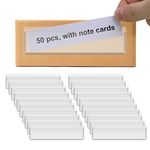 Label Holders Adhesive Shelf Tags - Fushing 50Pcs Clear Plastic Labels for Storage Bins with Name Label Badge Inserts, Removable Adhesive Pockets for Shelf Mailbox Binders Drawers Cabinets Organizer