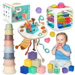 MutoToy ® Baby Toys 6-12 Months, 4 in 1 Montessori Toys Set Include Sensory Shape Sorter, Pull String Toy, Stacking Cups, Stacking Building Blocks, Baby Sensory Toys for 1-3 Year Old Boy Girl Gift