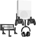 Wall Mount Kit with Detachable 2 Controller Holder & 1 Headphone Hanger Metal Wall Mount Compatible with Xbox One S, Black