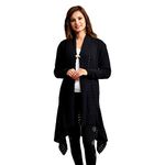 PIPASA Women Ladies Girls Winter Wear Latest Color Woolen V-Neck Open Front Hem Long Sleeves Shrug Cardigan Sweater (L, Black Plain)