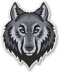 2 x Grey Wolf Vinyl Sticker Decal iPad Laptop Car Bike Quad Helmet Dog Fun #4784 (8cm Wide x 10cm Tall)