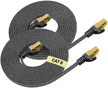 Cat 8 Cable Ethernet 2M 2Pcs, ARISKEEN Cat8 Cable Trenzado Plano de Alta Velocidad(40Gbps 2000Mhz/s) Gigabit Rj45 STP Red de Internet Blindada Cable de Conexión Lan para,Módem,Enrutador,Computadora,PC
