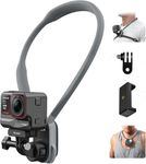 TELESIN° Quick Release Neck Mount for DJI Osmo Action 5 Pro/4 GoPro Hero 13 12 11 10 Insta360 iPhone Samsung, Pov Neck Holder with Fixed Chest Strap, Vlog Accessories(with Phone Clip, 1/4 Adapter)