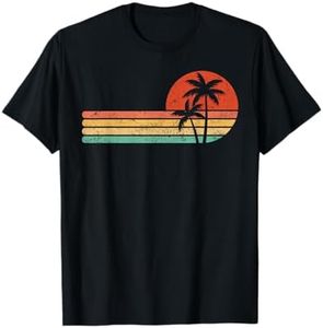 Retro Style Tropical Vintage sunset Beach Palm Tree T-Shirt