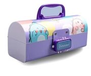 OANGO Plastic Pencil Box With Code Lock Pen Case Kids Pencil Case Style Password Lock Pencil Box Case Multi-Layer Pencil Box For Boys Girls (Purple Dino)
