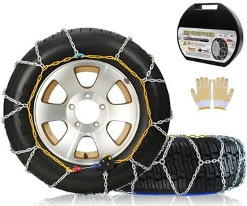 Auto Snow Chains Tire Chains For Cars Suv Pickup Trucks - Tightening 1Min Quick Install Tire-Chains, Reusable Emergency Tire Chains for Snow & Ice Traction (HKN170)