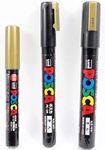 uni POSCA 3 Gold Paint Markers = 3 Different Point Sizes per Pack: PC-1M(0.7 mm) 3M(0.9~1.3 mm) 5M(1.8~2.5 mm)