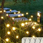 CRILEAL Polyvinyl Chloride 8Led Solar Powered Firefly Lights,Outdoor Waterproof,Starburst Swaying Solar Lights ,Firefly Garden Lights For Path Landscape Outdoor Decorative Lights White Warm 4Pack