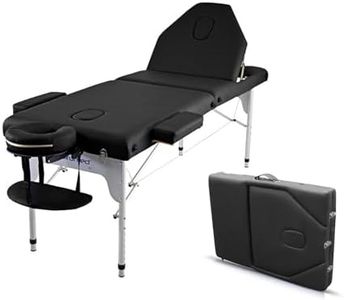 Table de Massage Pliante QUIRUMED Elite Aluminium, 186 x 66 cm, Couleur Noir, Table de Massage, Similicuir, Revêtement Haute densité, Léger, Réglable en Hauteur, Réglable en Hauteur