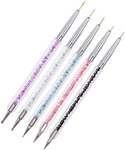 luoshaPUCY 5 Piezas Plumas de Arte de Uñas, Double Head Pinceles Nail Art Nail Dotting Manicure Tools DIY Nail Art Designs, Pincel Nail Art para Diseño de Uñas