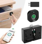 Bluetooth Fingerprint Cabinet Lock, Smart Biometric Cabinet Lock, Keyless Hidden File Drawer Wardrobe Lock, Child Safety Electric Fingerprint Lock, DIY Wooden Furniture Privacy Lock (Plastic)