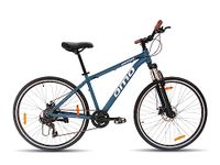 Omobikes Alloy Hybrid S7 | Alloy Frame Hybrid Cycle | 7 Speed Shimano Gears | Dual Disc Brakes | 700C 29T |15+ Years Unisex Adult (Blue 19" Frame, Lockout Suspension 50mm)