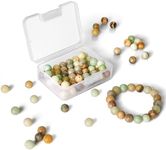 Belle Vous 100 Pcs 8.6mm Natural Amazonite Stone Round Loose Beads with Storage Box - Crystal Energy Healing Gemstone Bead Set for Jewellery & Bracelet Making