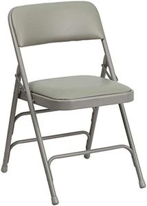 Flash Furniture Muebles Flash Silla Plegable Acolchada, Tela Acero, Vinilo Gris/Marco Gris, 4 Unidades