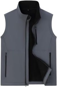 AKuVoL Men's Lightweight Softshell Vest Outerwear Windproof Sleeveless Jacket for Golf Running Hiking Grey XL