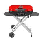 Coleman Roadtrip 285 Propane Grill | 20,000 BTU Stand Up Portable Grill on Wheels | 3 Burner Camping Stove | Red