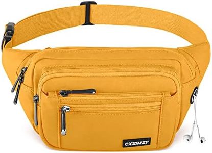 CXWMZY Fanny Packs For Women & Men Waist Pack Hip Bum Bag with Multi-Pockets Large Capacity Waterproof Casual Bum Bag for Disney Traveling Casual Cycling Running Hiking, Yellow, One Size, Modern