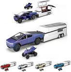 Powvan Cybertruck Toy Purple Gradient Alloy Die-cast Car Model with RV& ATV Cyberquad Motorcycle Toy Series Truck Model Race Car Cyber Pickup Pull Back Toy Car (Purple Gradient)