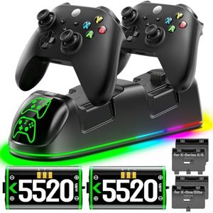 XBX Controller Charging Station with 2x5520mWh Xbox Rechargeable Battery Packs, Xbox Controller Charger with 4 Battery Covers, Xbox Charging Dock for Xbox Series/One X/S Elite Controller