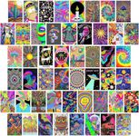 Indie Hippie Trippy Posters, Indie Room Decor, Teen Bedroom Dorm Aesthetic Poster, Photo Wall Collage Kit Pictures, Psychedelic Posters, 50PCS 4X6 INCH (Indie Hippie Trippy)