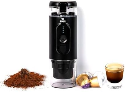 WAHE Portable Electric Espresso Coffee Machine For Travel, Camping And Office, Automatic18 Bars Self Heating USB-C And Car Charger, Mini Coffee Maker Compatible With Coffee Capsules And Ground Coffee.