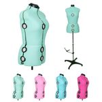 BHD BEAUTY Mint Green 13 Dials Female Fabric Adjustable Mannequin Dress Form for Sewing, Mannequin Body Torso with Tri-Pod Stand, Up to 70" Shoulder Height (L)