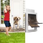 iPetba Heavy Duty Large Dog Door for Door Aluminum Profile Doggie Door for Interior Exterior Doggy Door Telescoping Tunnel with Magnetic for Extreme Weather with Double Flaps-L (Up to 110 Lbs)