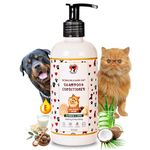 HEARTIE Oatmeal Shampoo & Conditioner for Dogs and Cats | pH-Balanced, Paraben-Free Formula with Shea Butter, Vitamin-E, Aloe Vera, SOYA Protein & Coconut Oil | Hair Fall Control & Coat Care – 300ml