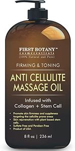 Anti Cellulite Massage Oil - Infused w/Collagen & Stem Cell - 100% Natural Massage Lotion & Cellulite cream, Remover & Massager - Helps Skin Tightening & Stretch Mark treatment for Women & Men - 8 oz