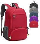 MRPLUM 25L-30L Rucksack Foldable Ultralight Packable Backpack, Unisex Durable Handy Daypack for Travel & Outdoor Sports Durable & Waterproof (Red)