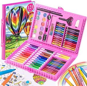 VigorFun Art Kit, Drawing Painting Art Supplies for Kids Girls Boys Teens, Gifts Art Set Case Includes Oil Pastels, Crayons, Colored Pencils, Watercolor Cakes (Pink)