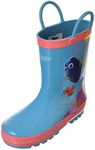 Josmo Kids Girl's Dual Size Finding Dory Rain Boots, Blue/Pink, 9-10 Toddler M