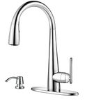 Pfister GT529-SMC Lita Single Handle Pull-Down Kitchen Faucet with Soap Dispenser, Chrome