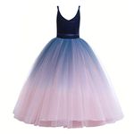 Glamulice Christmas Ombre Ballgowns Navy Flower Girls Lace Bridesmaid Dress Pink 7-8 Long A Line Dance Birthday Holiday Wedding Pageant Dresses Tulle Spaghetti Strap Party Dance Prom New Year Gown