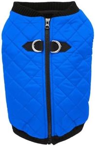 Gooby Fashion Vest Dog Jacket - Blue, X-Large - Warm Zip Up Bomber Vest with Dual D Ring Leash - Winter Water Resistant Small Dog Sweater