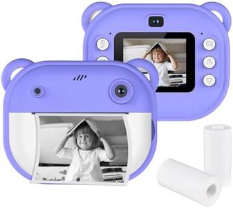 Kids Instant Print Camera Kids Camera 1080P Digital Camera with Dual Lens 2 Inch Screen Built-in Battery Picture Frames Thermal Printing Paper Birthday Festival for 3+ Year Old Children Boys Purple