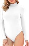 LAOLASI Turtle High Mock Neck Long Sleeve Slim Fit Extender Bodysuit Daily Shirts for Women, White, L