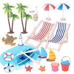 20 Pieces Seaside Theme Beach Miniature Ornament Kits, Beach Style Miniature Ornament Set for Beach Cake Decorations Dollhouse Decoration