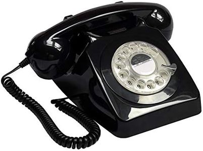 GPO 746 Rotary 1970s-style Retro Landline Phone - Curly Cord, Authentic Bell Ring - Black